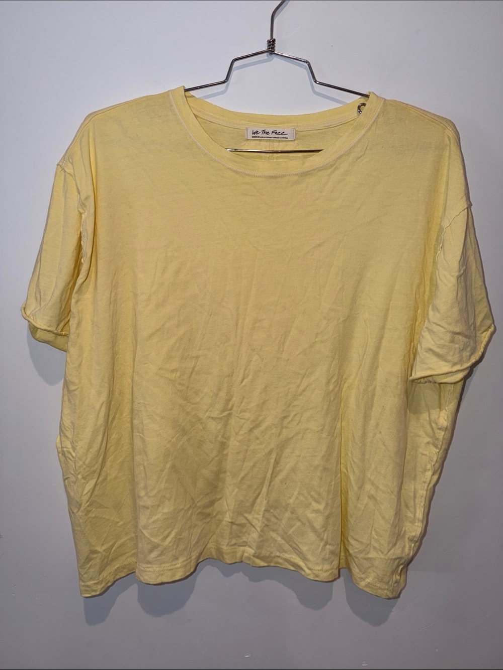 We the Free People Pale Yellow Oversized Relaxed Tee Women's Size Medium